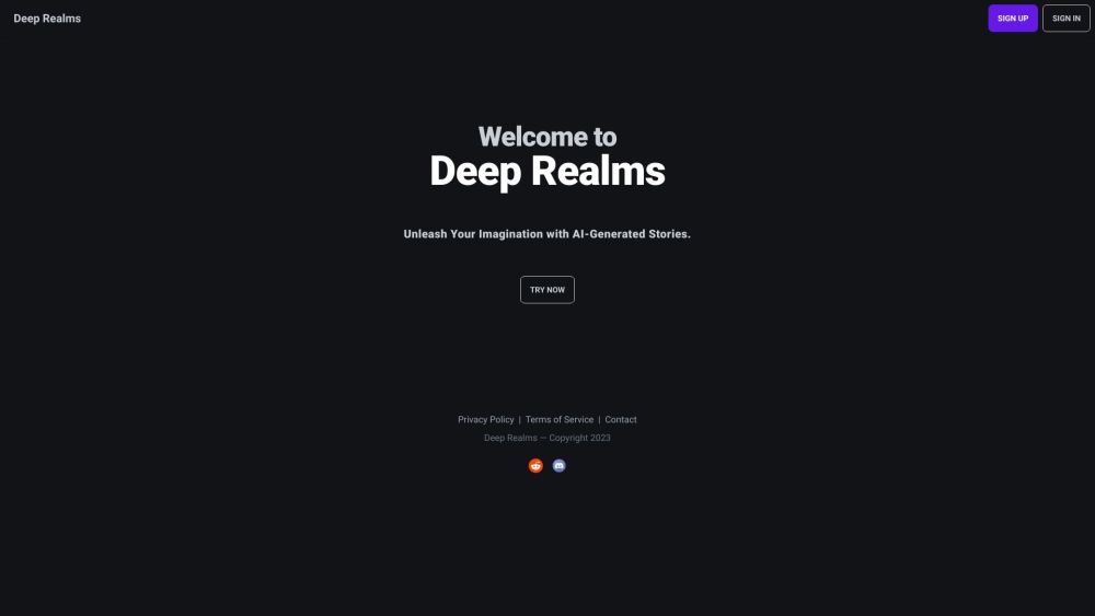 Deep Realms Website screenshot