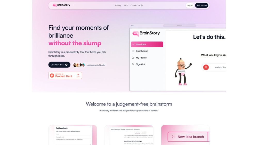 BrainStory Website screenshot