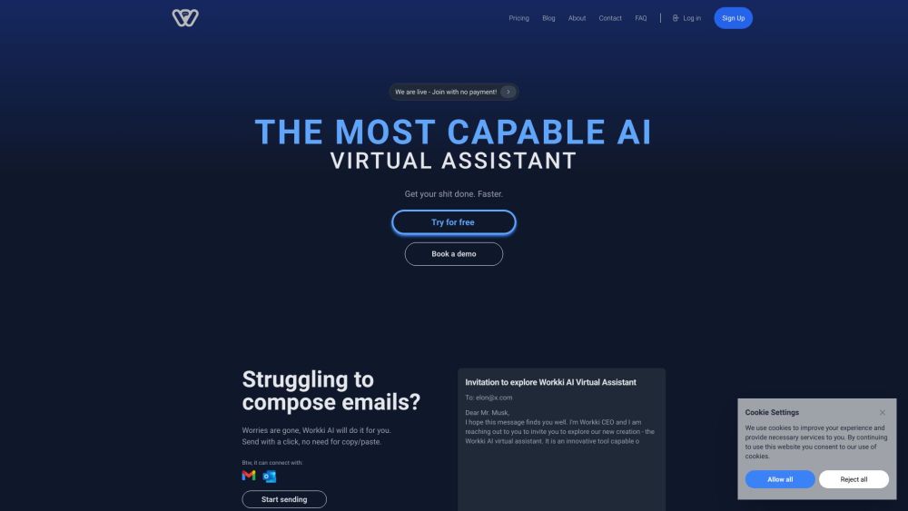 Workki AI Website screenshot