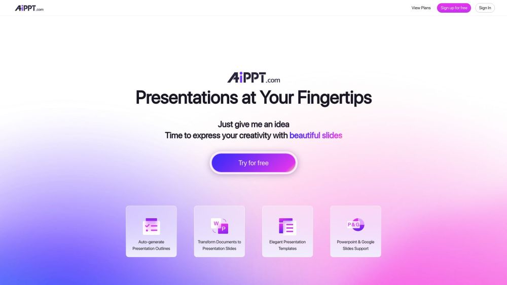 AiPPT Website screenshot