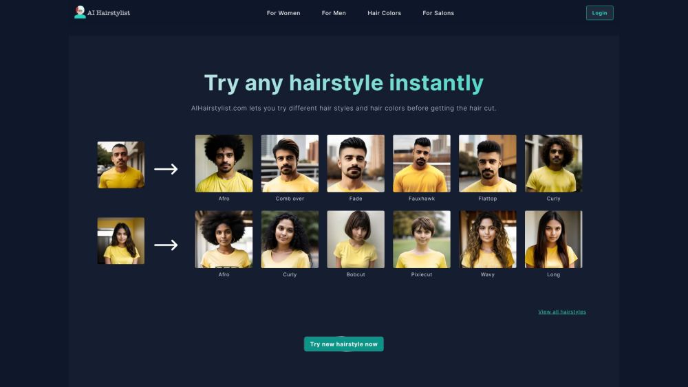 AIHairstylist.com Website screenshot