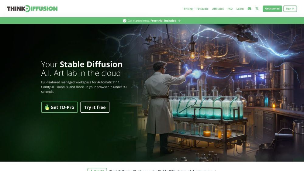 Think Diffusion Website screenshot