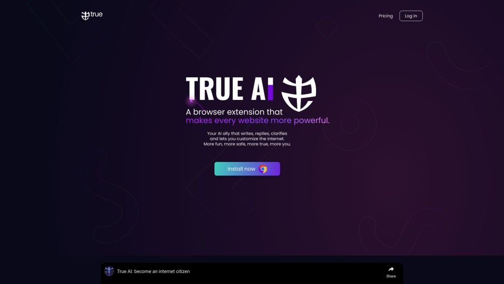 True Extension Website screenshot