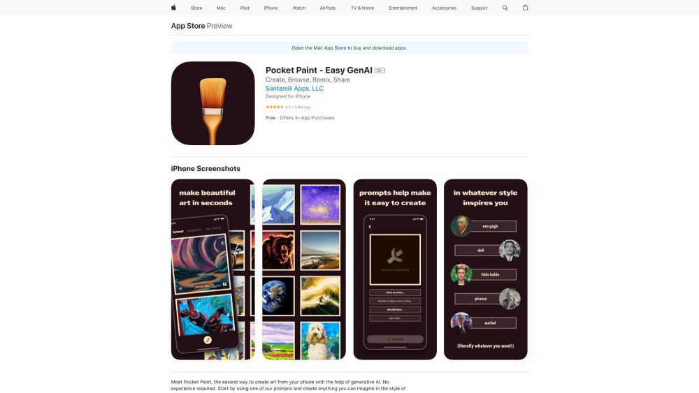 Pocket Paint Website screenshot