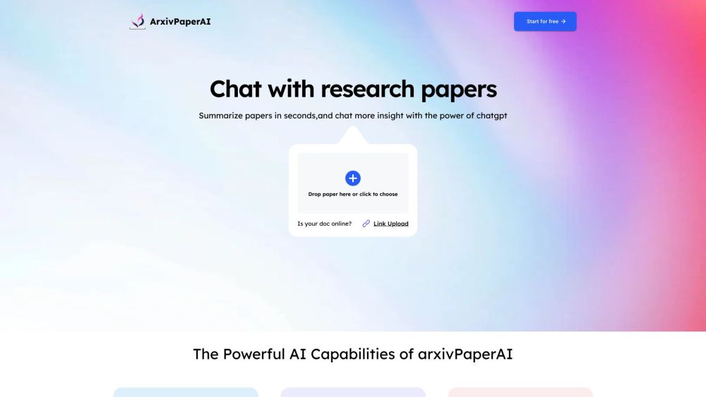 ArxivPaperAI Website screenshot