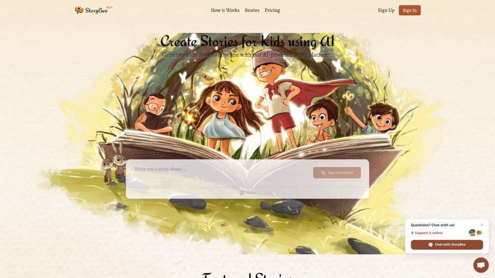 StoryBee Website screenshot