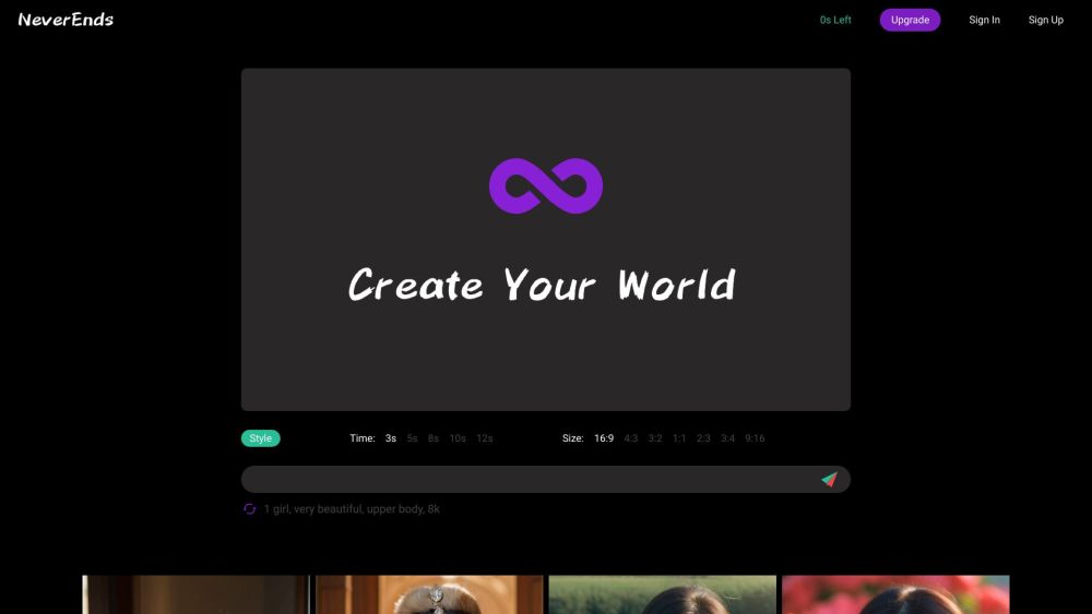 Text2Video Website screenshot