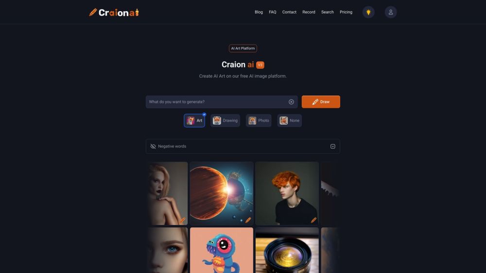 Craion AI Website screenshot