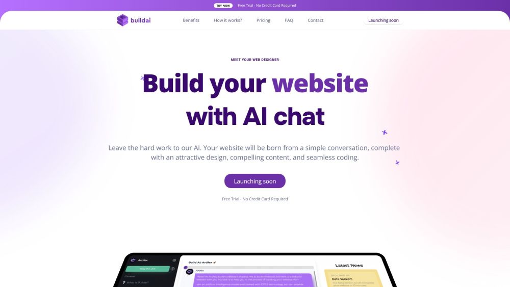 Build a website with AI Website screenshot