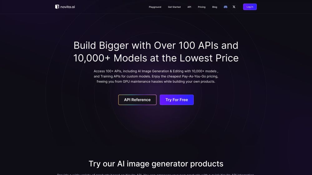 novita.ai Website screenshot