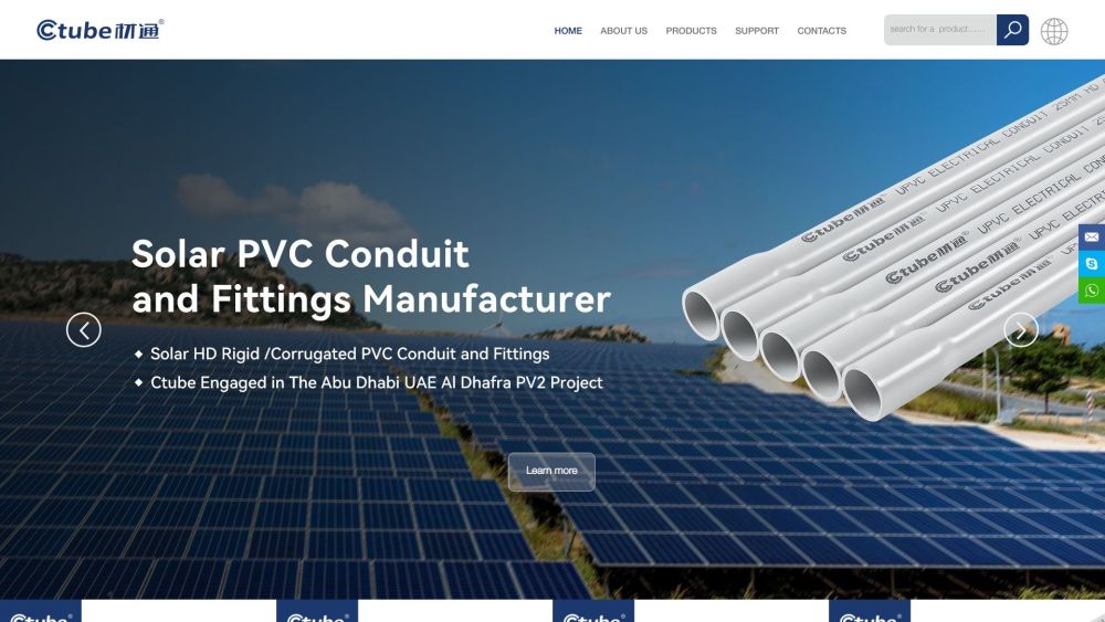 Ctube | Professional PVC Conduit Pipe Manufacturer and Supplier Website screenshot