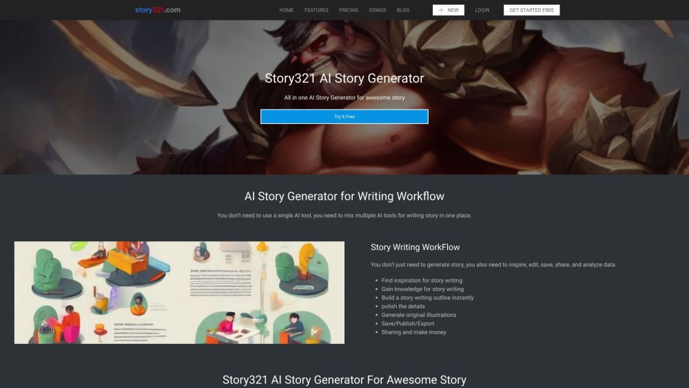 Story321 AI Story Generator Website screenshot