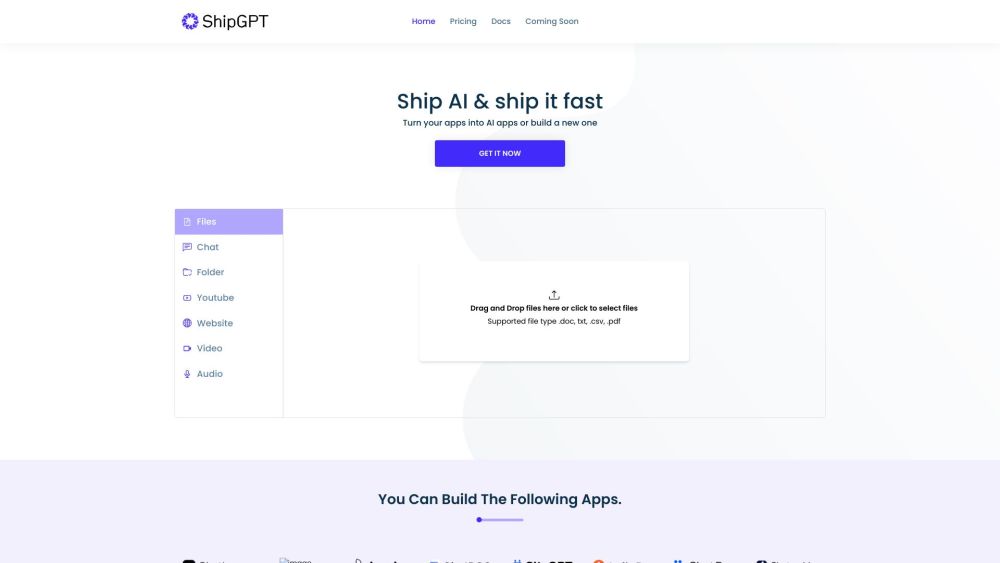 ShipGPT Website screenshot