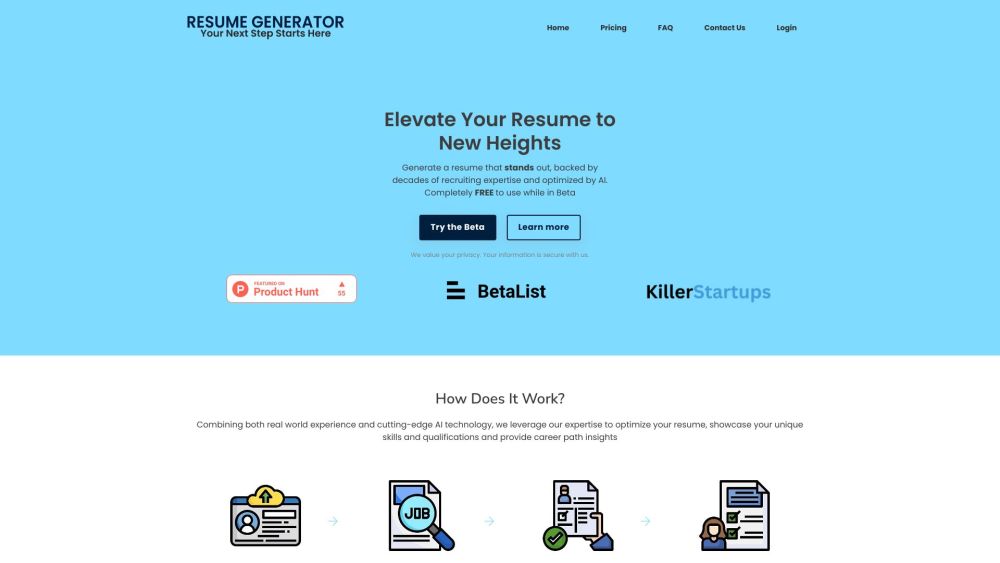 Resumegenerator.io Website screenshot