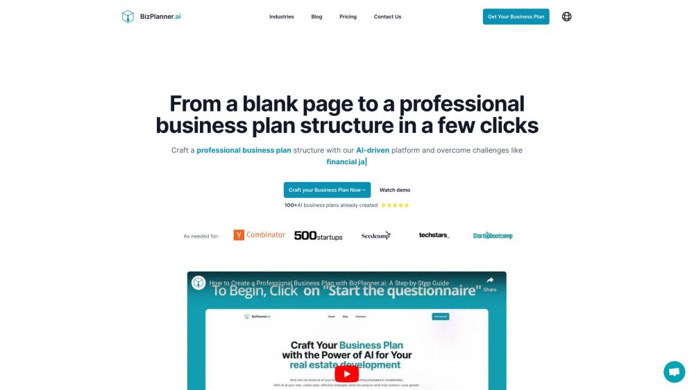 BizPlanner.ai Website screenshot