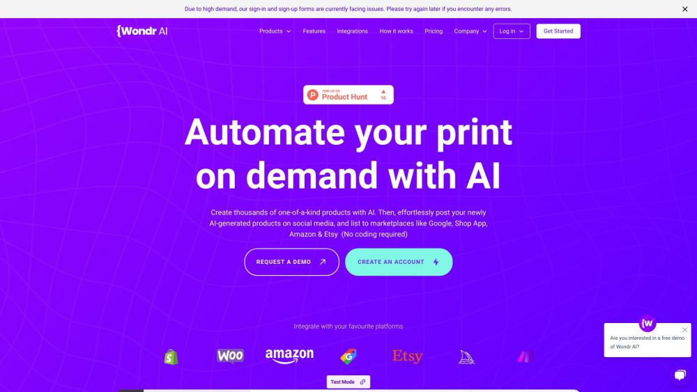 Wondr AI Website screenshot