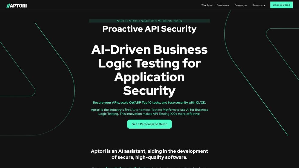 Aptori Website screenshot