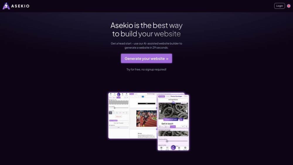 Asekio - AI Website Builder Website screenshot