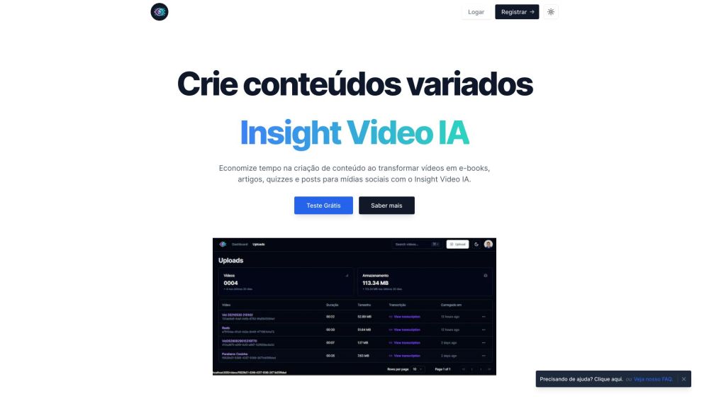 Insight Video IA Website screenshot