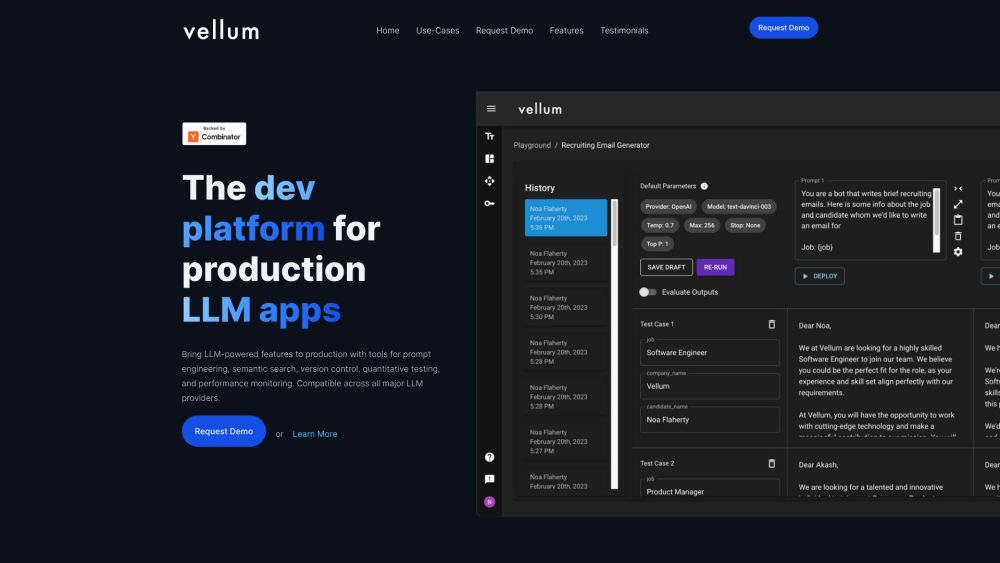 Vellum Website screenshot