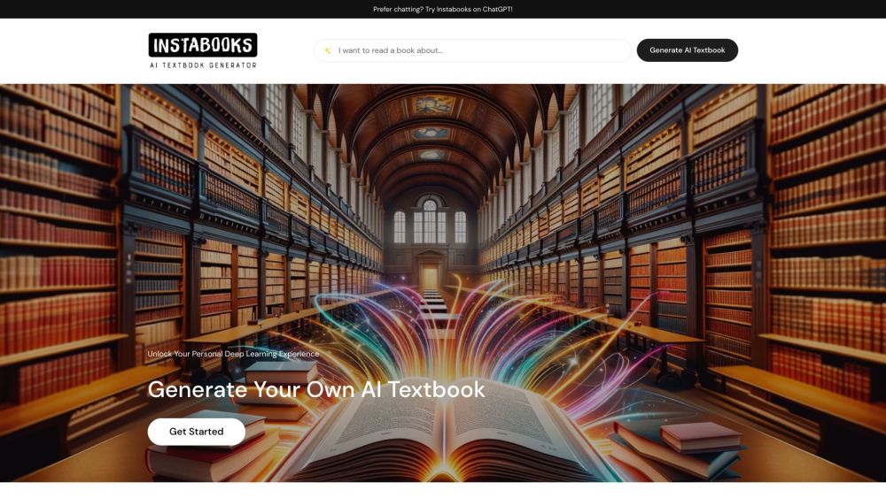 Instabooks AI Website screenshot