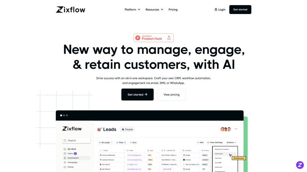 Zixflow Website screenshot