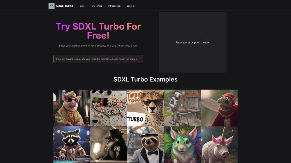 SDXL Turbo Website screenshot