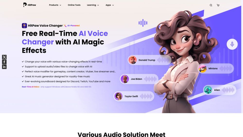 HitPaw Voice Changer Website screenshot