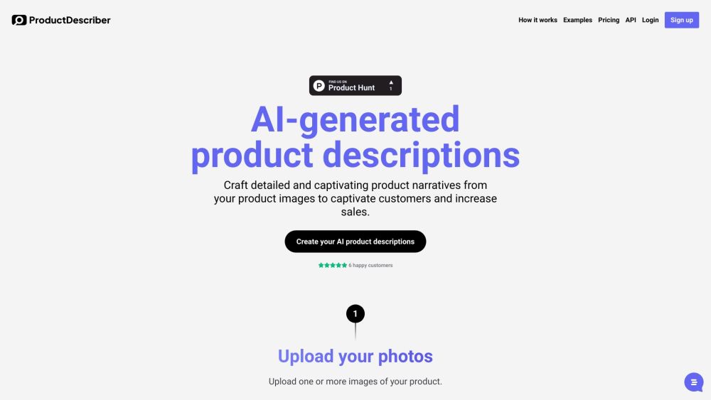 ProductDescriber - AI-generated product descriptions Website screenshot