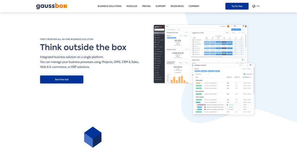 Gauss Box Website screenshot