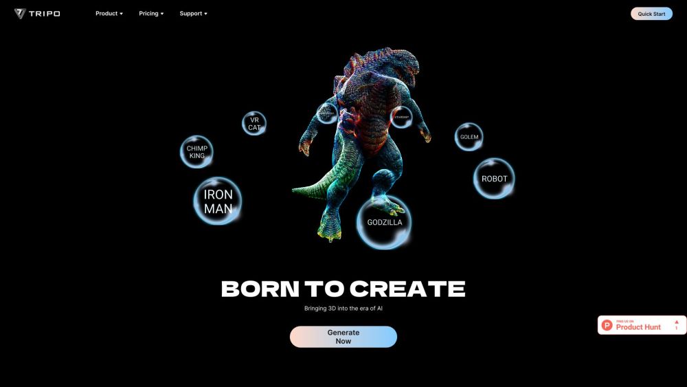 Tripo 3D Website screenshot