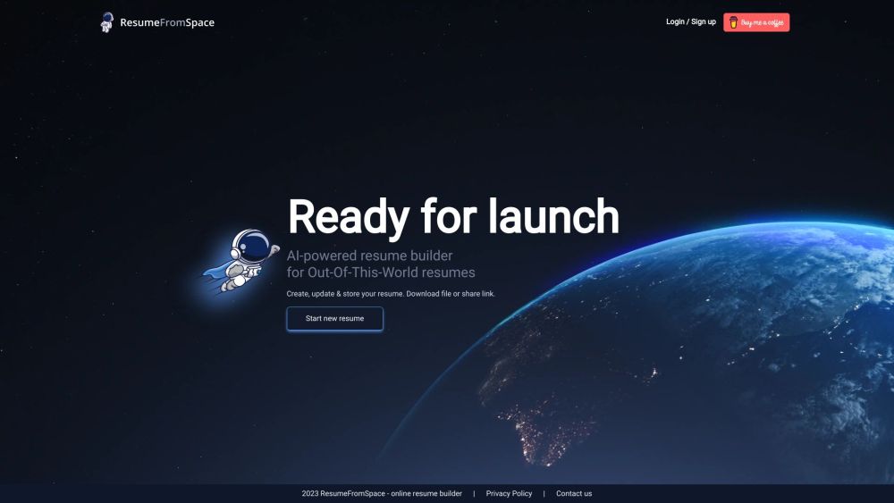 ResumeFromSpace Website screenshot