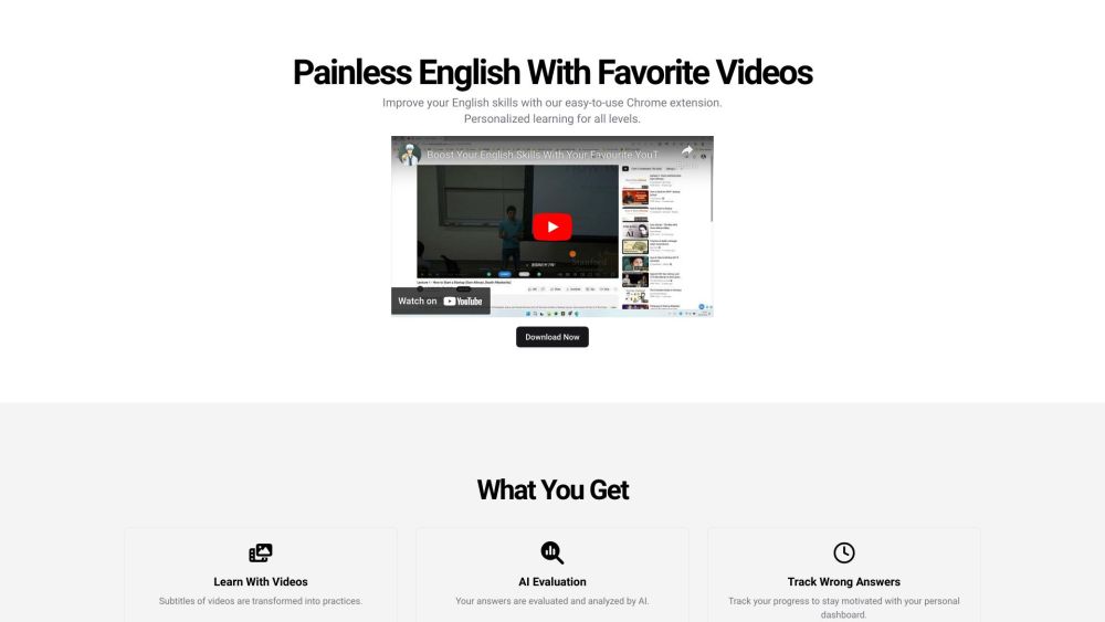 PACT - Painless English With Favorite Videos Website screenshot