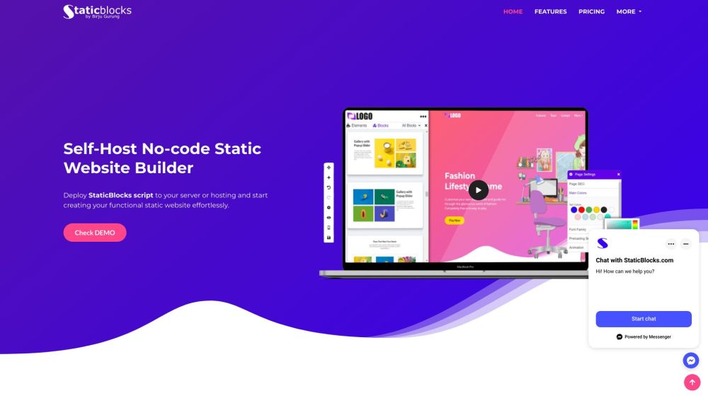 StaticBlocks Website screenshot