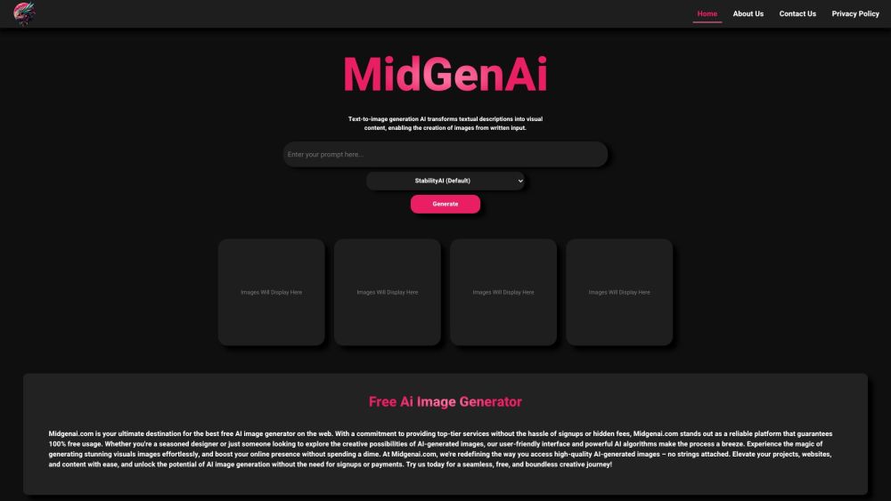 MidGenAI Website screenshot