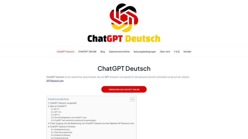 ChatGPT Deutsch Website screenshot