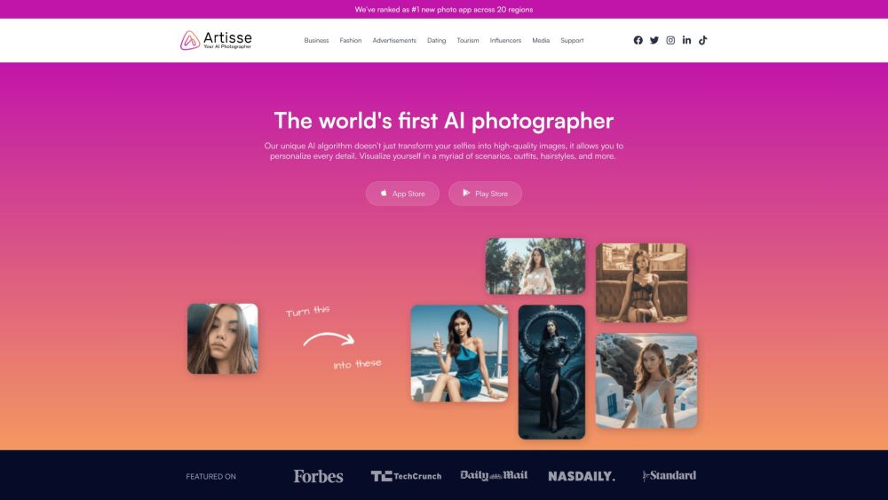 Artisse Website screenshot