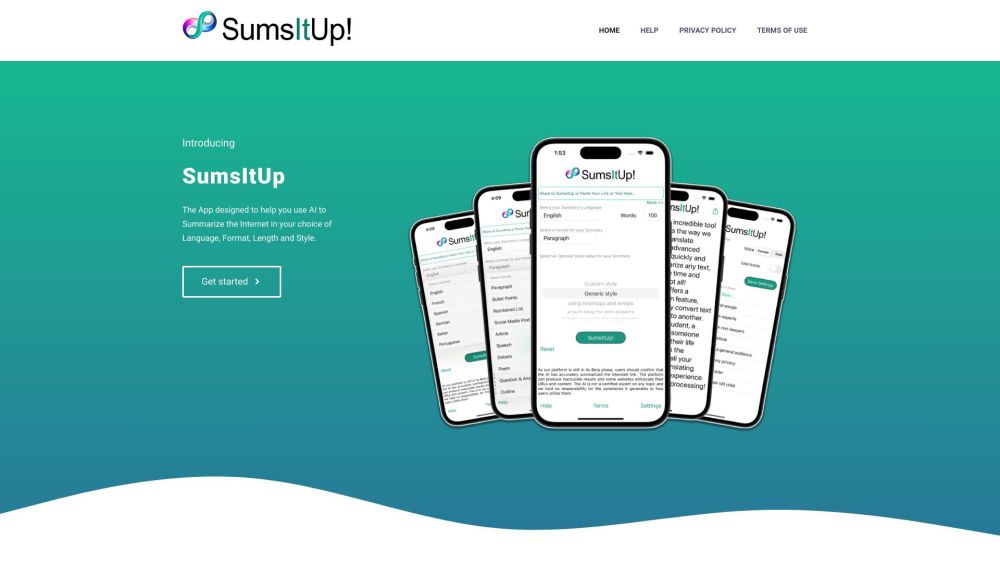 SumsItUp Website screenshot