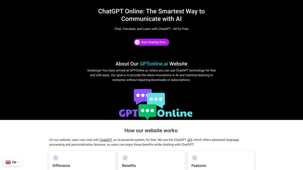 ChatGPT Online Website screenshot