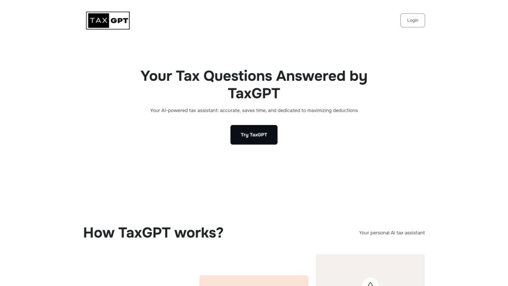 TaxGPT: Your AI Tax Assistant Website screenshot