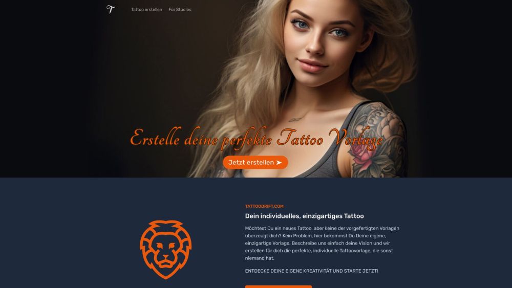 Tattoodrift Website screenshot