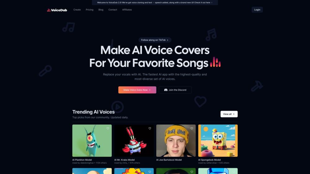 VoiceDub Website screenshot