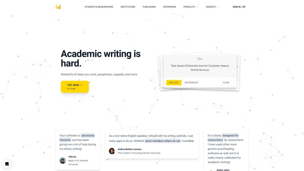 Writefull Website screenshot