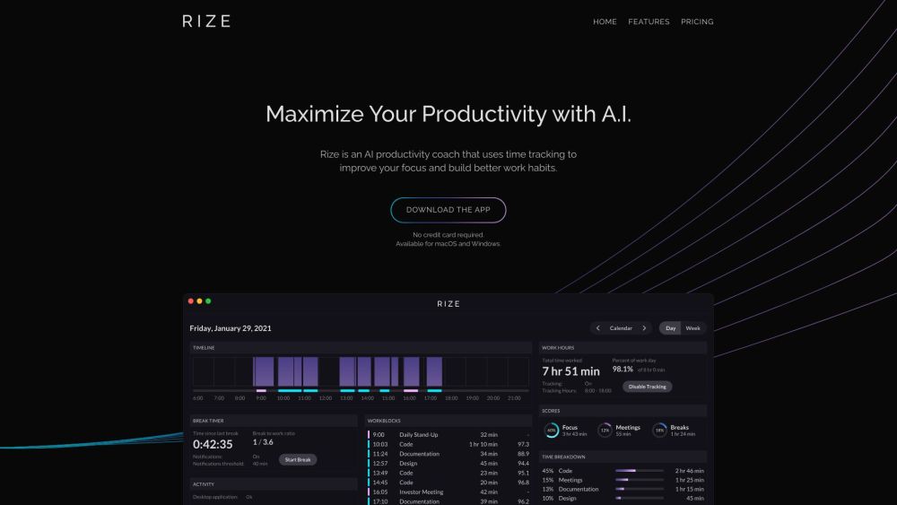 Rize Website screenshot