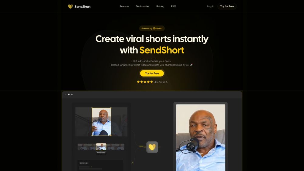 SendShort Website screenshot