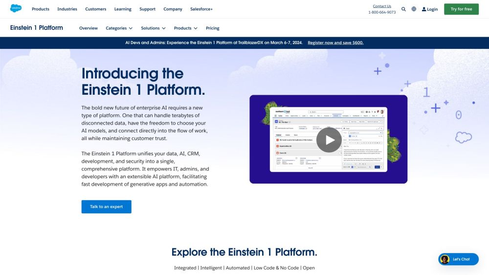 Salesforce Einstein 1 Platform for Application Development Website screenshot