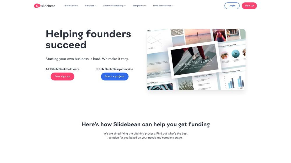 Slidebean Founder Platform Website screenshot