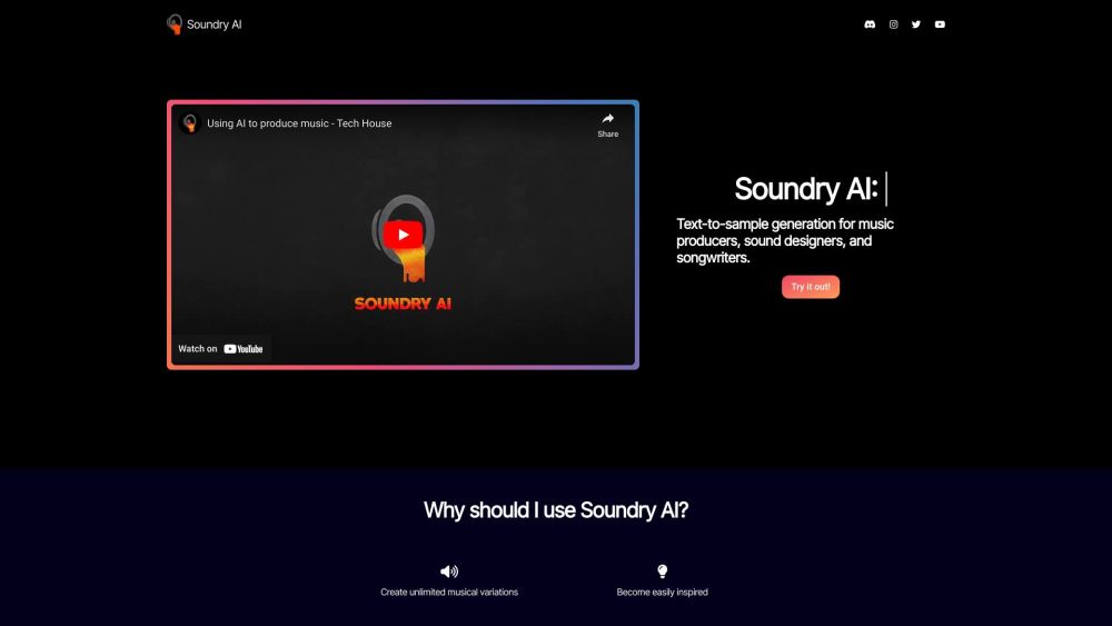 Soundry AI Website screenshot