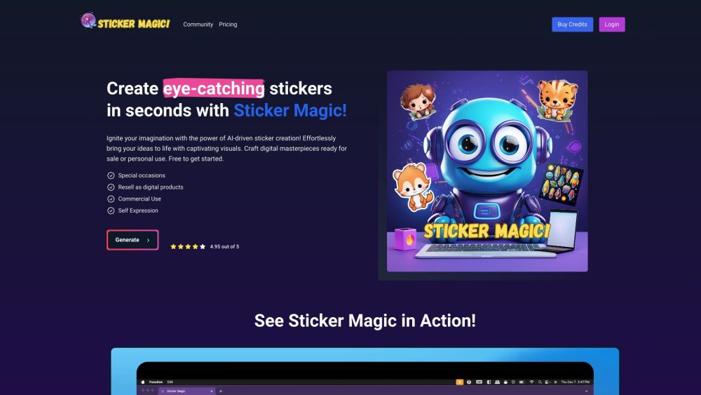 Sticker Magic Website screenshot