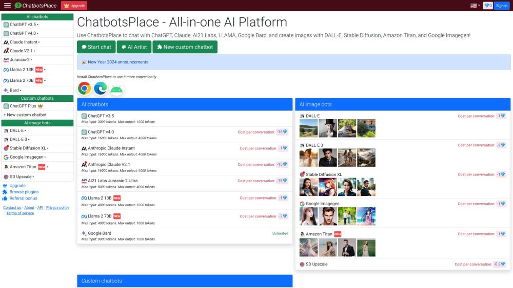 ChatbotsPlace Website screenshot